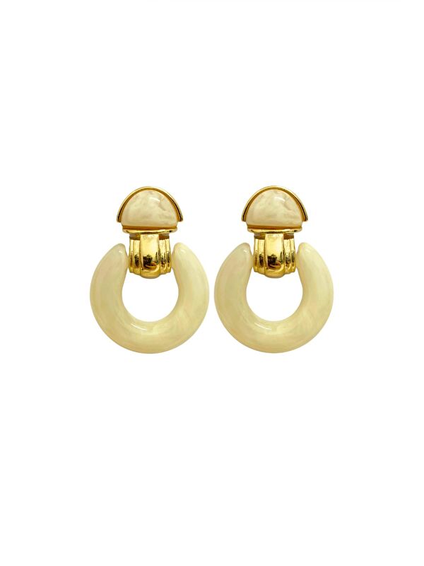 New Obsessions Gold Detaylı Akrilik Yuvarlak Vintage Küpe