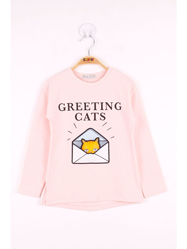 Toontoykids Kız Çocuk Kedi Baskılı T-Shirt