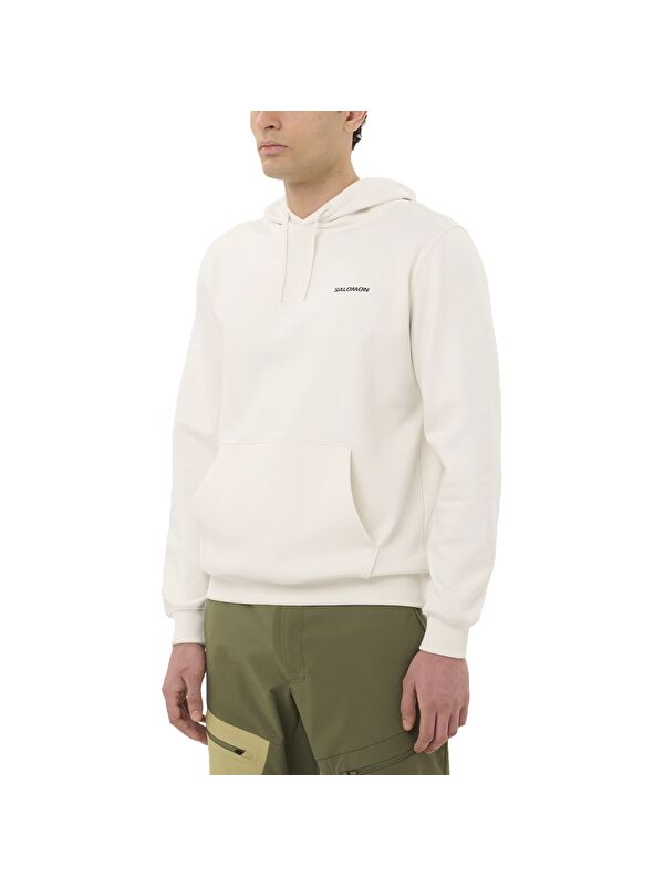 Salomon Chest Logo Erkek Beyaz Kapüşonlu Sweatshirt