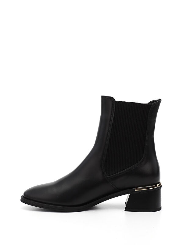 Kadın AÇIK SİYAH Platinum Kalın Topuklu Hakiki Deri Chelsea Bot - Görsel 4