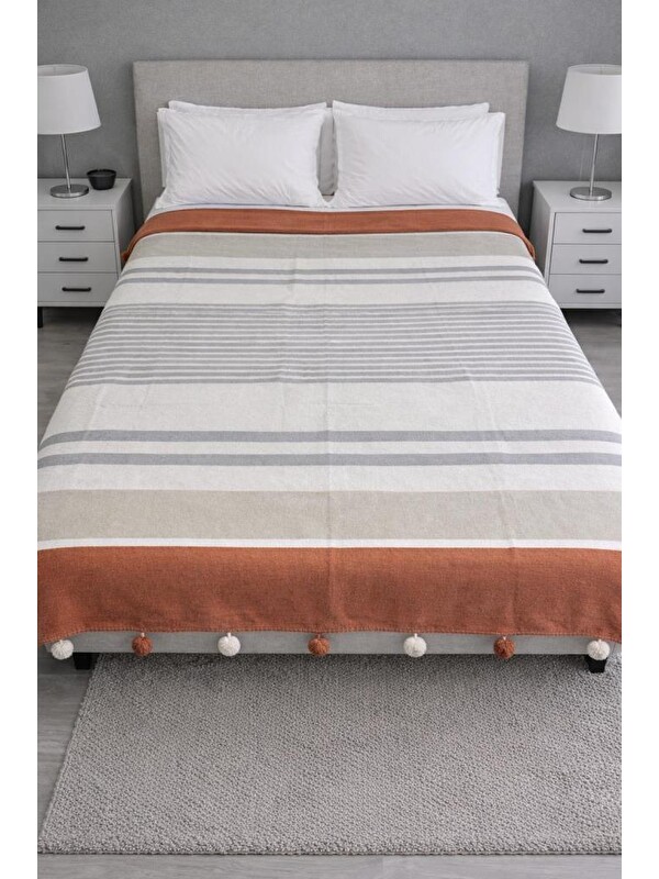 Çeyiz Diyarı Merinos Colorway Nougat Çift Kişilik Pamuklu Battaniye 180x220 cm