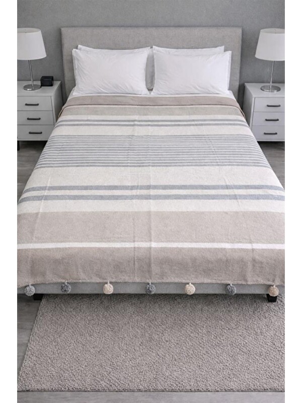 Çeyiz Diyarı Merinos Colorway Sephia Çift Kişilik Pamuklu Battaniye 180x220 cm