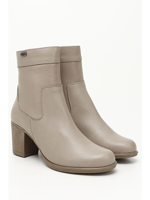 Gonderi(r) Siyah Gonderi(r) Hakiki Deri Kadın Fermuarlı Topuklu Bot