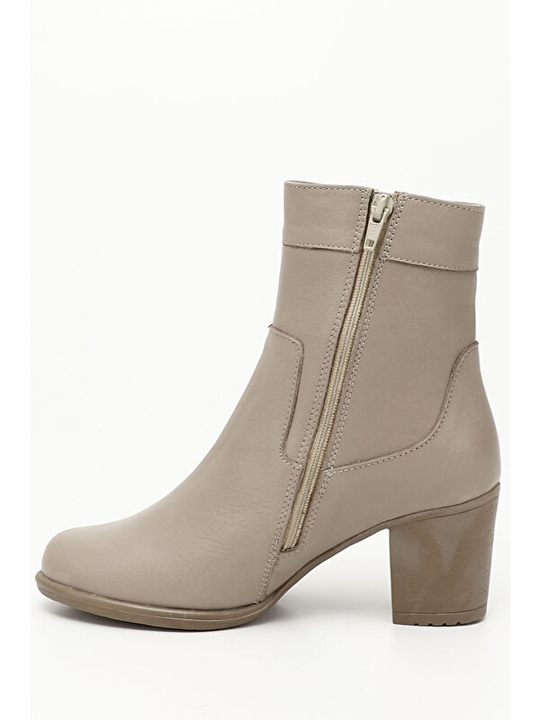 Gonderi(r) Siyah Gonderi(r) Hakiki Deri Kadın Fermuarlı Topuklu Bot