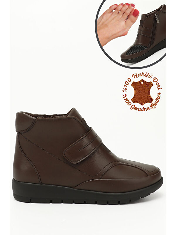 ÇİKOLATA KAHVE Hakiki Deri Anatomik Taban Kemik Çıkıntısına Özel Bot 42907 - Görsel 4