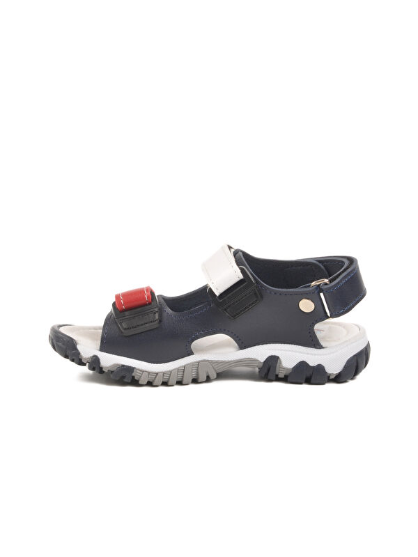Lacivert Kırmızı Cırtlı Erkek Çocuk Spor Sandalet 173110 P - Görsel 3