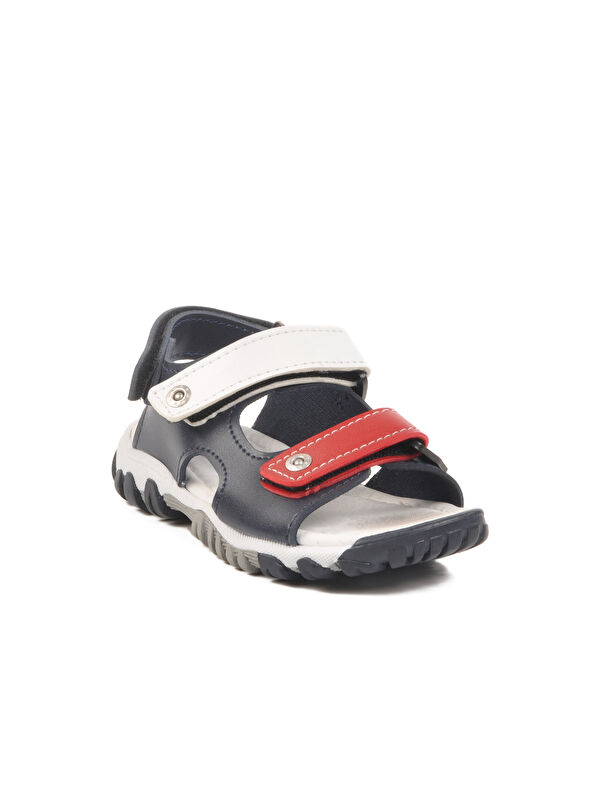 Lacivert Kırmızı Cırtlı Erkek Çocuk Spor Sandalet 173110 P - Görsel 4