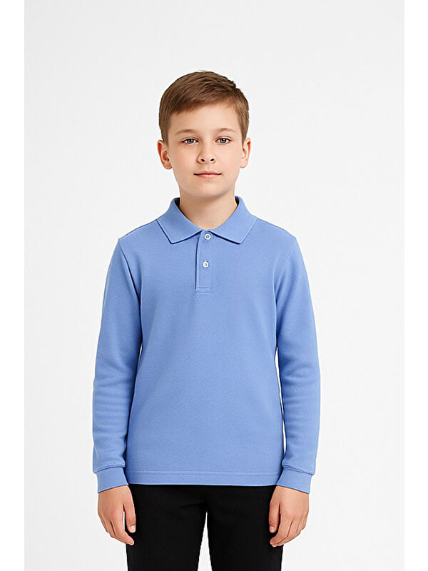 Modanino Erkek Çocuk %100 Pamuk Okul Tarz Uzun Kol T-Shirt 5-17 Yaş 12274