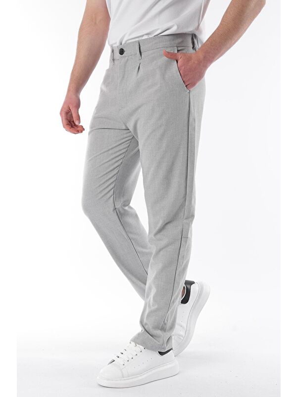 Madmext Gri Regular Fit Düz Kesim Yan Cepli Erkek Pantolon 6540
