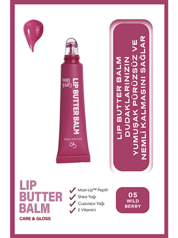 GOLDEN ROSE Lip Butter Balm No: 05 Wild Berry - Nemlendirici ve Parlatıcı Dudak Balmı