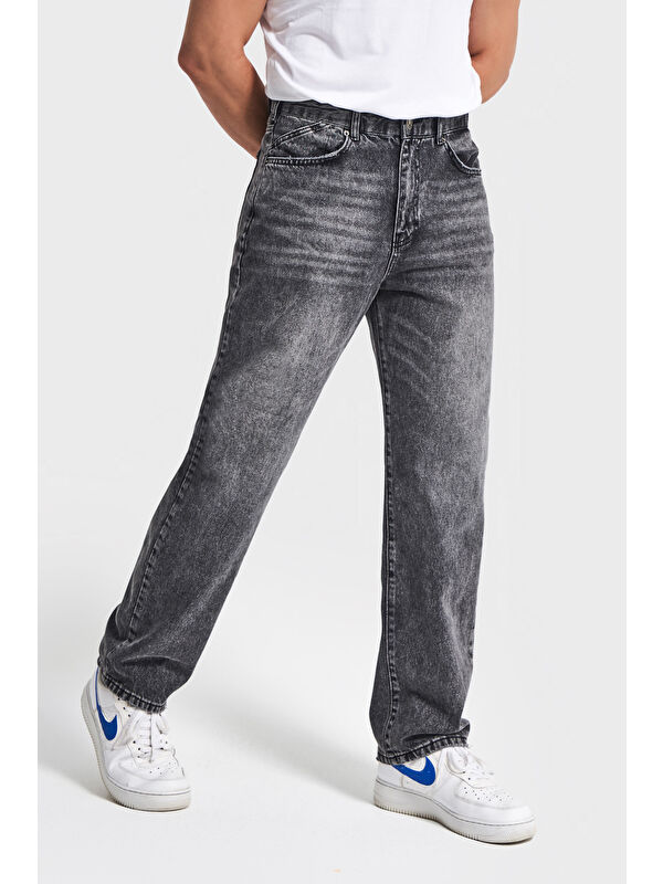 It's Basic Erkek Füme Renk 4w5-14 Loose Fit %100 Pamuk Denim Jean