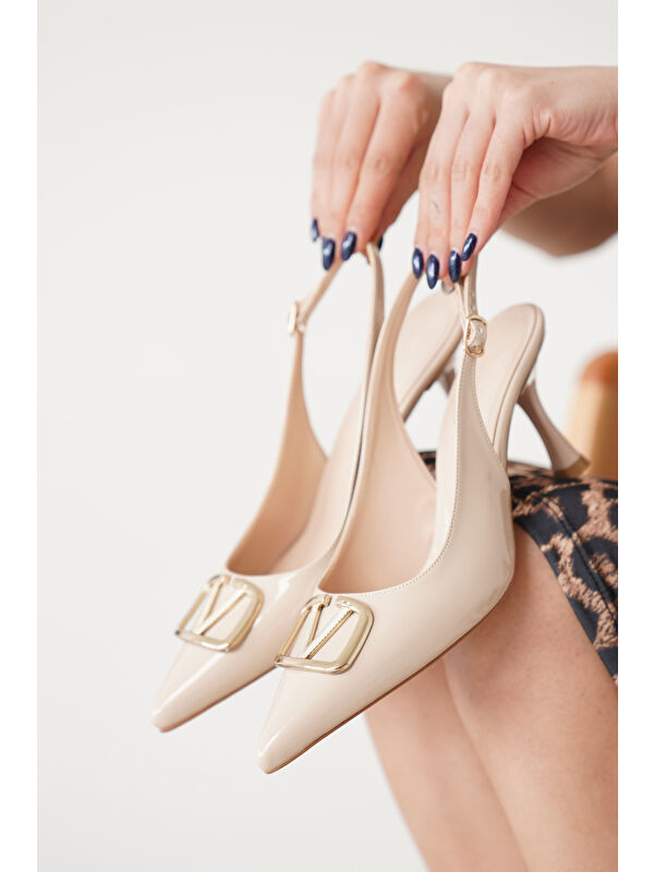 D1071 Kadın Günlük Ortopedik Arkası Açık Klasik Topuklu Ayakkabı - Görsel 6