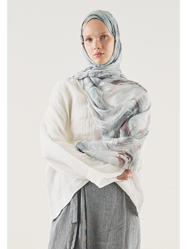 Fresh Scarfs Soft Lines Desen Soft Viskon Şal Deniz Köpüğü