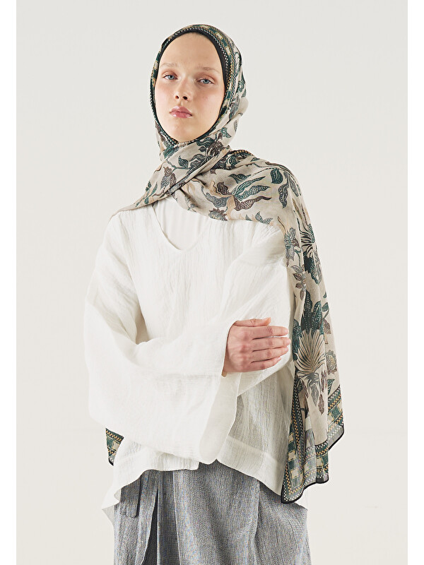 Fresh Scarfs Mystic Bloom Desen Soft Viskon Şal Petrol