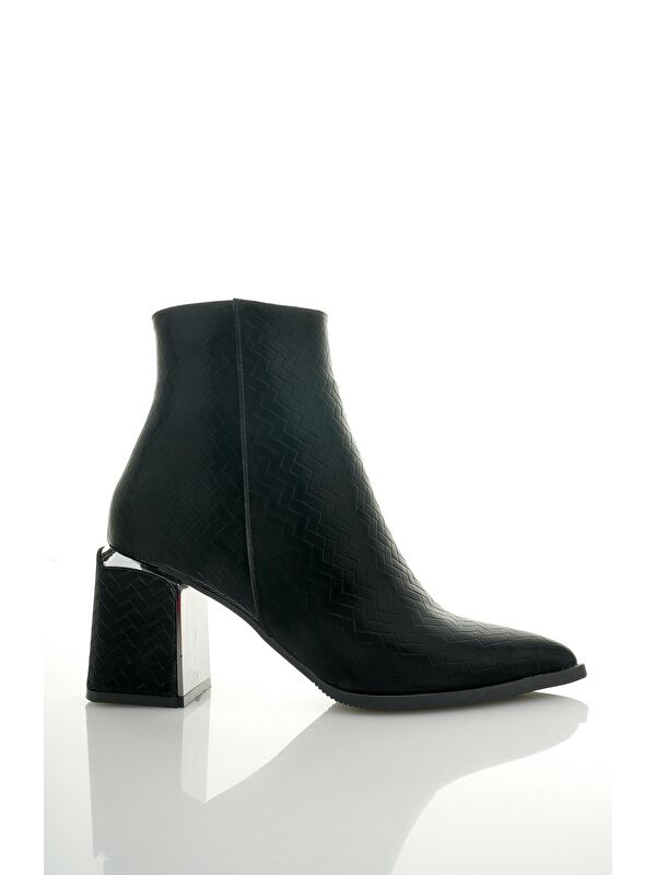 KYLİE Sivri Burun Kalın Topuklu Fermuarlı Kadın Bot - Görsel 3