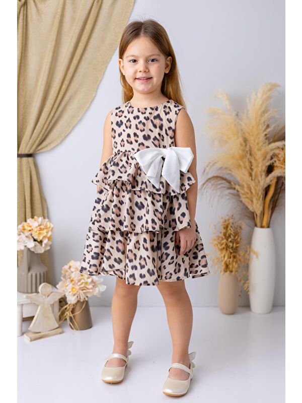 ZEYLAND Kız Çocuk Leopar Desen Şifon Elbise - Leopar Desenli