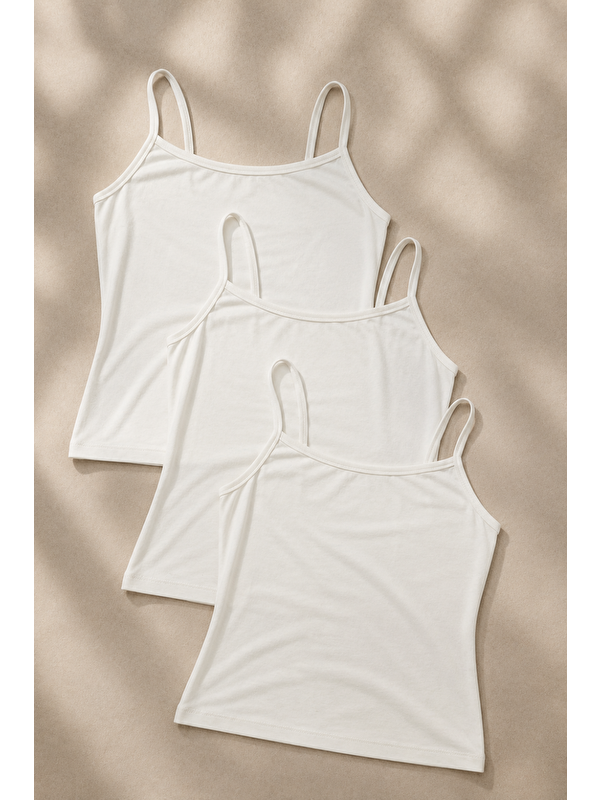 COMBINE Kadın Basic İnce Askılı Dar 3 Lü Crop Bluz