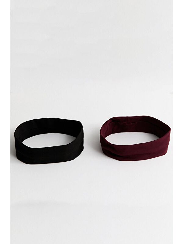 New Obsessions 2 Adet Siyah- Mürdüm Elastan Jersey Saç bandı