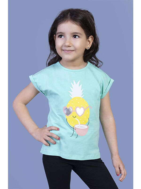 Toontoykids Kız Çocuk Ananas Baskılı Tişört