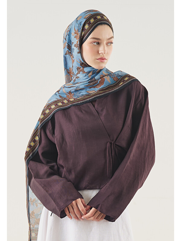 Fresh Scarfs Mystic Bloom Desen Soft Viskon Şal Mavi