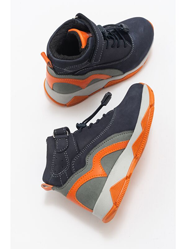 Erkek Çocuk Lacivert Hakiki Deri Suya Dayanıklı Anatomik Günlük Bot - Görsel 5