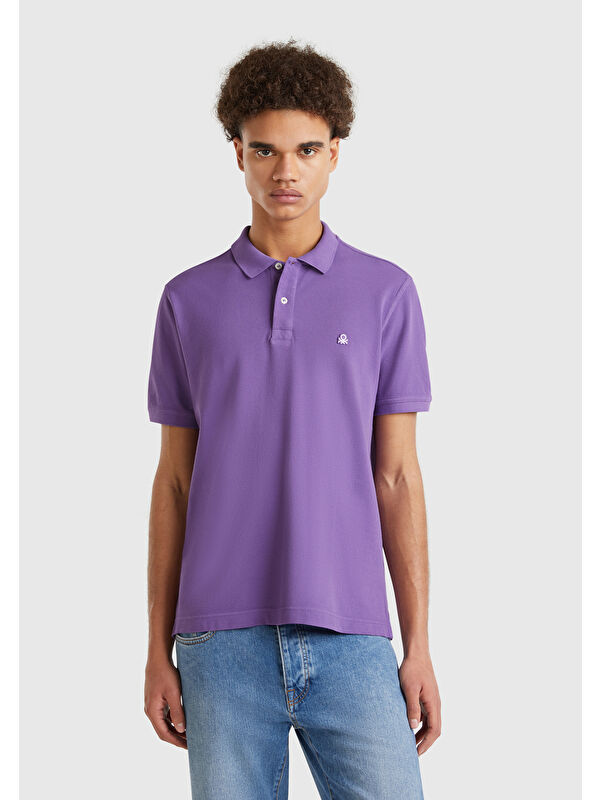 United Colors Of Benetton Erkek Mor Regular Fit Kısa Kollu Polo Tişört