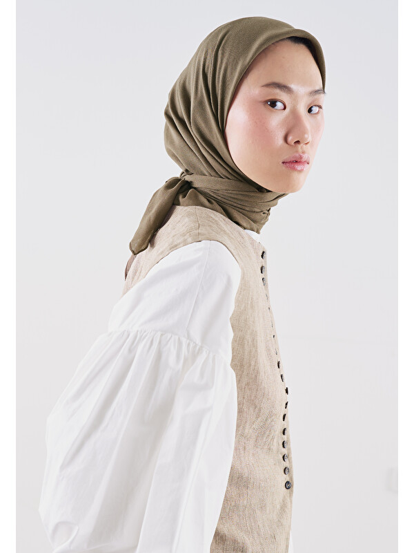 Fresh Scarfs Pamuk Keten Eşarp Koyu Vizon