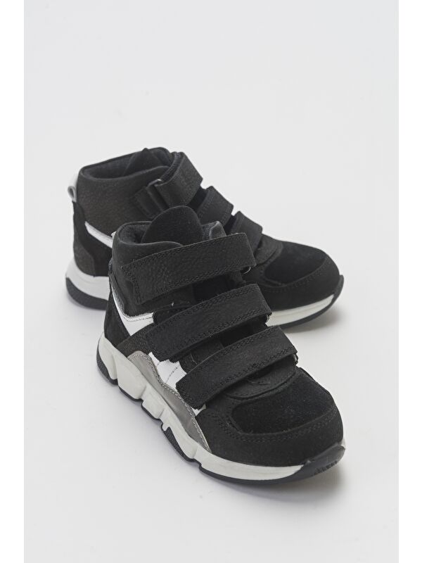 Erkek Çocuk Siyah Hakiki Deri Suya Dayanıklı Anatomik Günlük Bot - Görsel 5