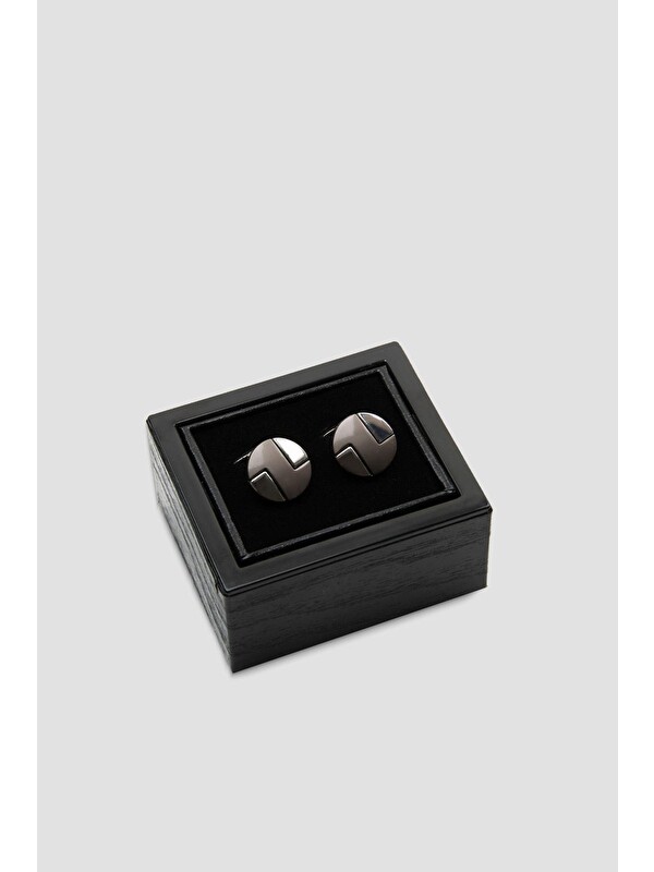 ABBATE 98504 Silver Koyu Gri Erkek Kol Düğmesi