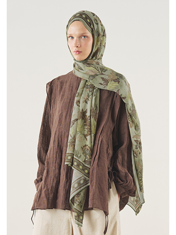 Fresh Scarfs Mystic Bloom Desen Soft Viskon Şal Yeşil