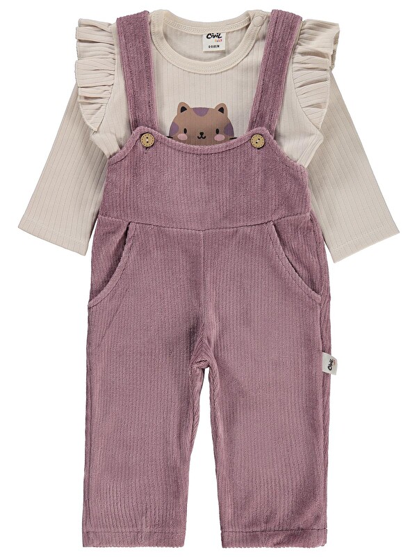Civil Baby Pati Nakışlı Badili 6-18 Ay Salopet - Kahve 18-24 Ay
