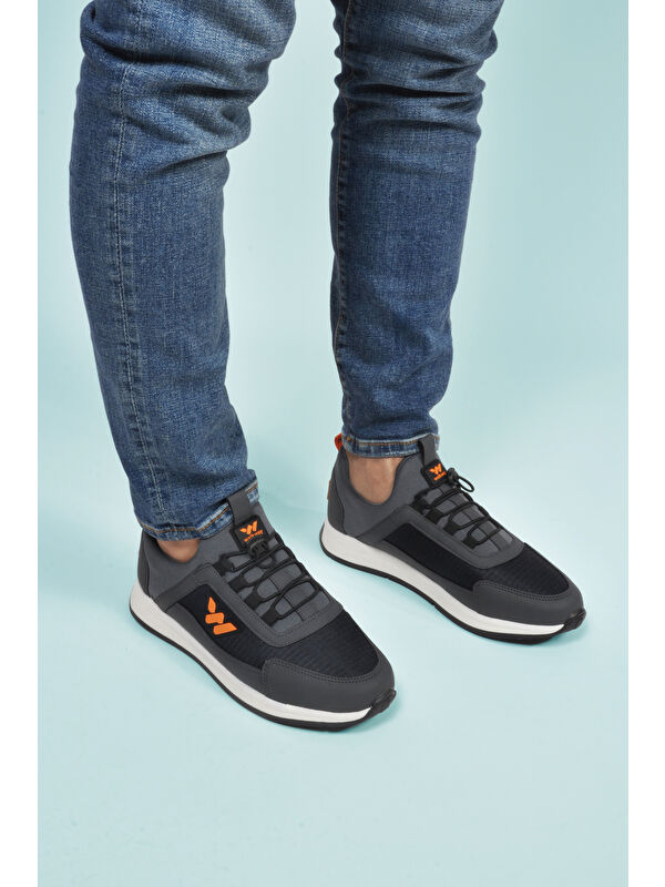 Füme Kilit Bağcıklı Hafif Esnek Erkek Spor Ayakkabı Apollo 166 M - Görsel 2