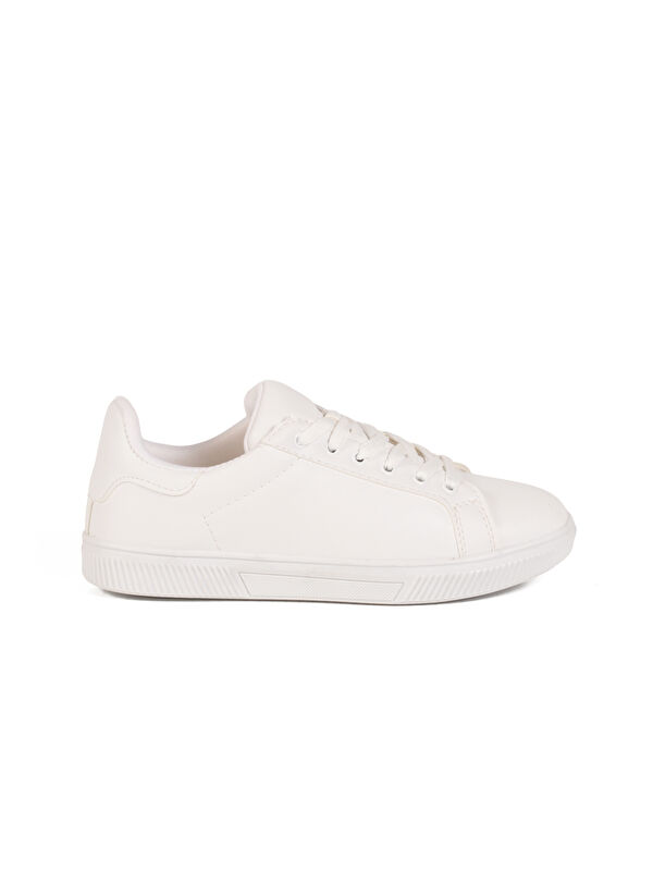 Beyaz Cilt Bağcıklı Hafif Kadın Spor Ayakkabı Mota 600 G - Görsel 2