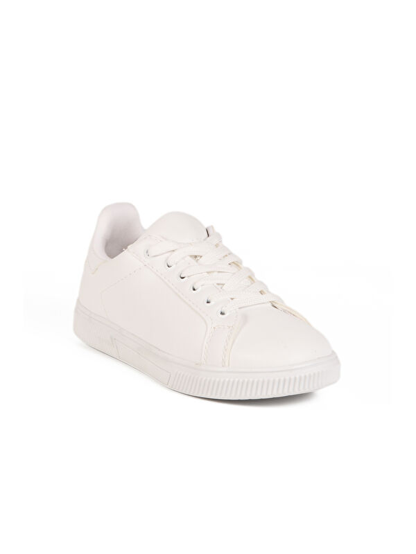 Beyaz Cilt Bağcıklı Hafif Kadın Spor Ayakkabı Mota 600 G - Görsel 4