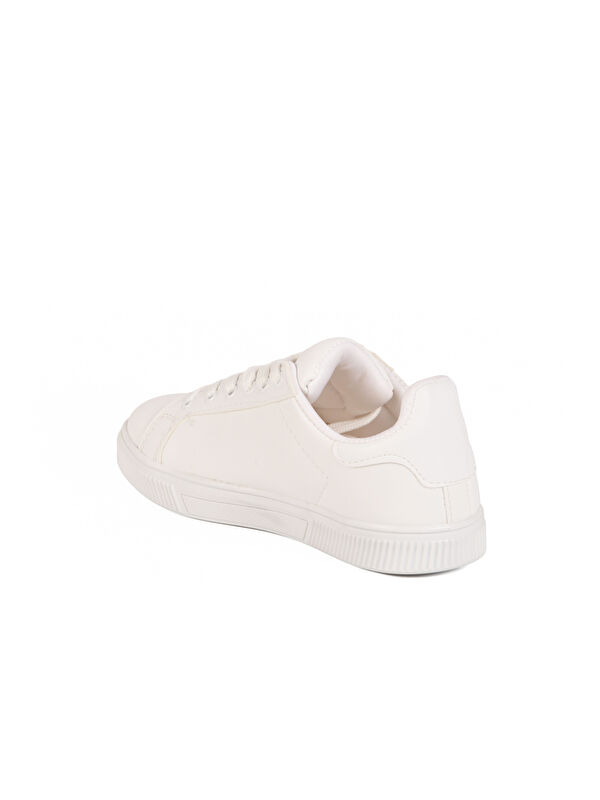 Beyaz Cilt Bağcıklı Hafif Kadın Spor Ayakkabı Mota 600 G - Görsel 5