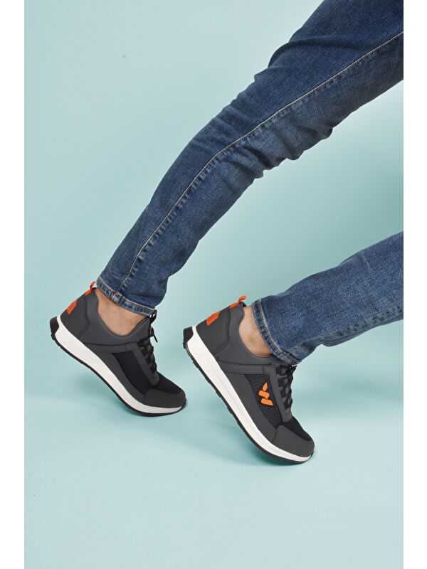 Füme Kilit Bağcıklı Hafif Esnek Erkek Spor Ayakkabı Apollo 166 M - Görsel 5