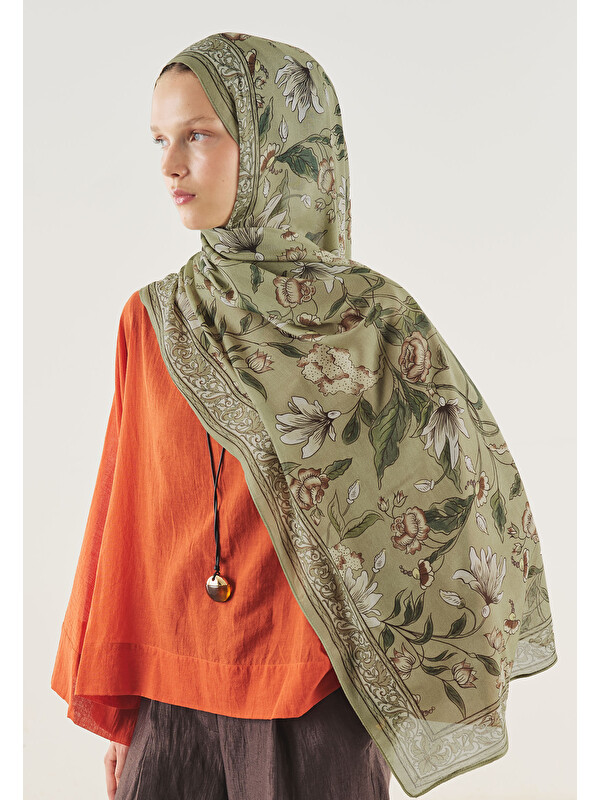 Fresh Scarfs Pure Ethnic Desen Soft Viskon Şal Çağla Yeşili