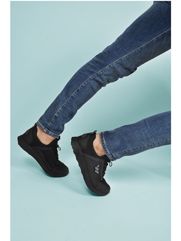 Siyah Kilit Bağcıklı Hafif Esnek Erkek Spor Ayakkabı Apollo 166 M - Görsel 5