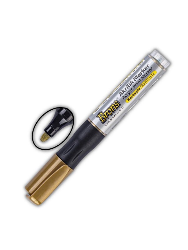 Brons Akrilik Marker Yuvarlak Uç 1 Adet Akrilik Markör Metal Seramik Ahşap Kumaş tuval cam taş