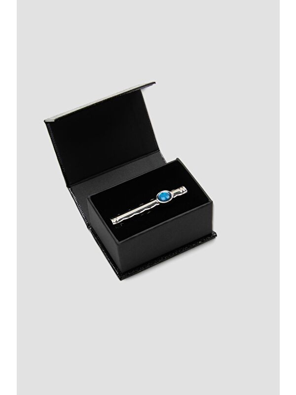 ABBATE 98002 Silver Mavi Erkek Kravat İğnesi