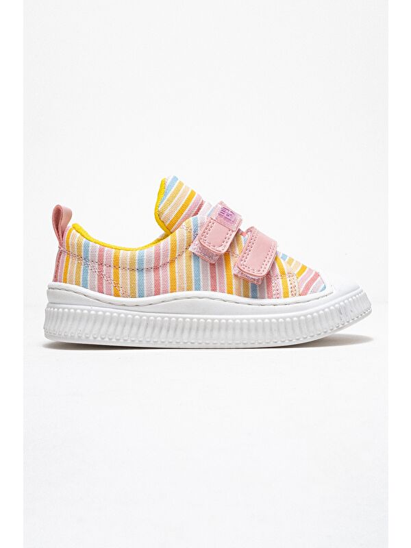 Kız Çocuk Pudra Çizgili Sneaker Ayakkabı - Görsel 5