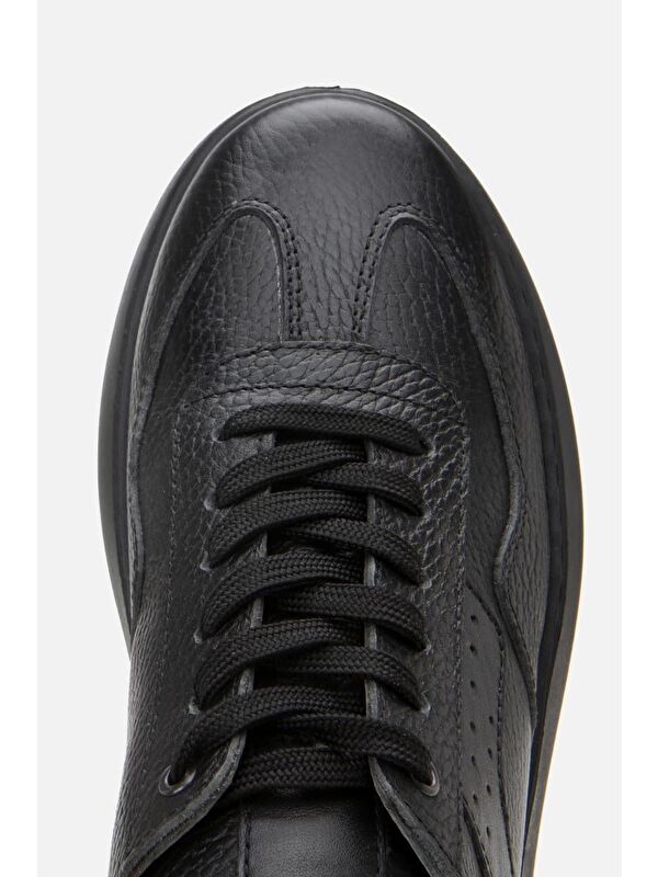Erkek Deri Siyah Hafif Tabanlı Spor Ayakkabı - Görsel 8