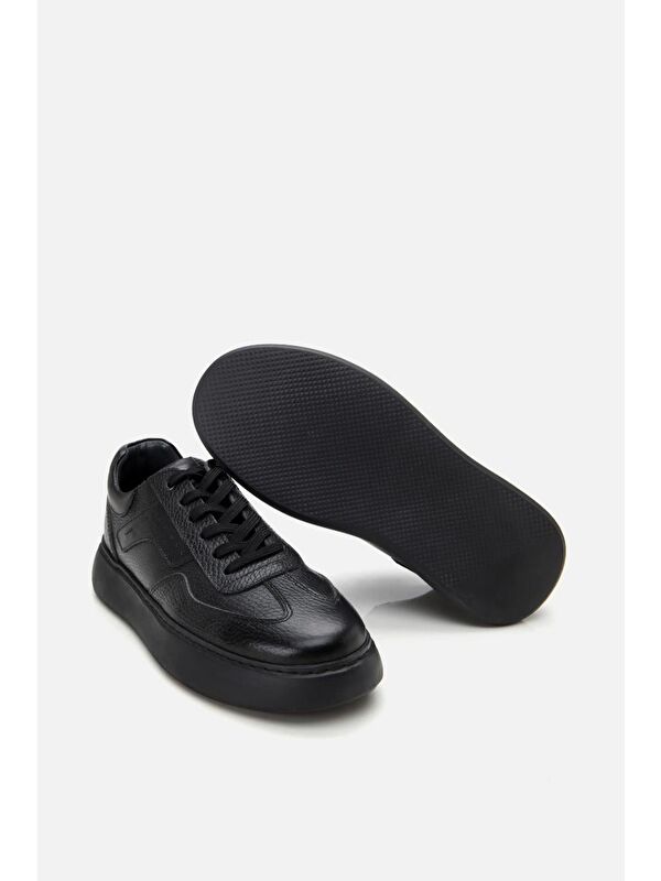 Erkek Deri Siyah Hafif Tabanlı Spor Ayakkabı - Görsel 10