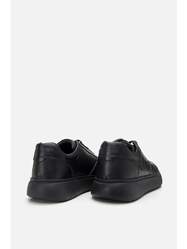 Erkek Deri Siyah Hafif Tabanlı Spor Ayakkabı - Görsel 11