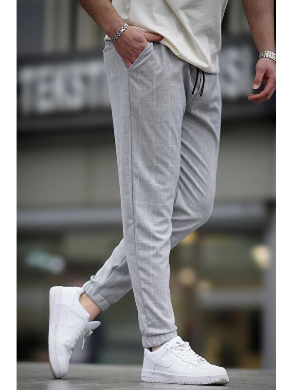 Madmext Ekoseli Lacivert Jogger Mad4081