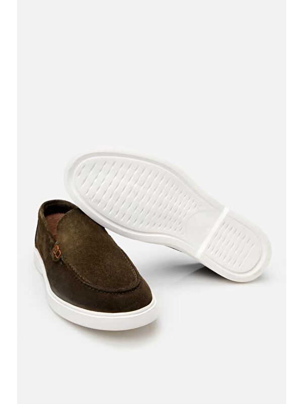 Erkek Süet Deri Yeşil Hafif Tabanlı Günlük Loafer - Görsel 7