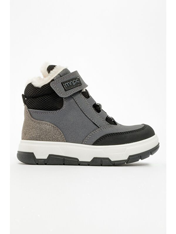 Erkek Çocuk Gri Suni Deri Suya Dayanıklı Anatomik Günlük Bot - Görsel 5