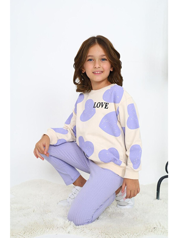 My Kids Wear Kalp Baskılı Kız Çocuk Alt Üst Takım