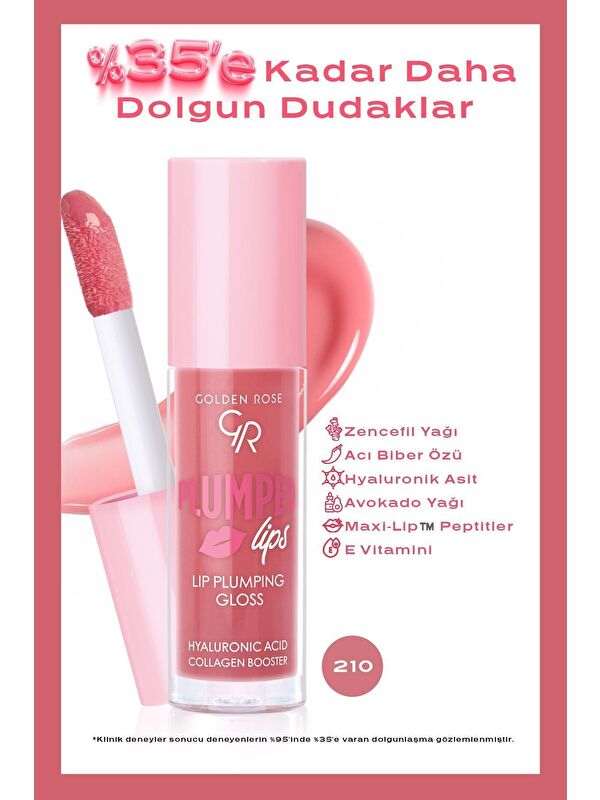 GOLDEN ROSE Plumped Lips Plumping Lipgloss 210 Dolgunlaştırıcı & Nemlendirici Dudak Parlatıcısı 4.7 ml