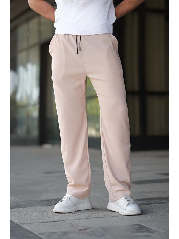 Madmext Bej Beli Ayarlanabilir Cep Detaylı Bol Pantolon 6545